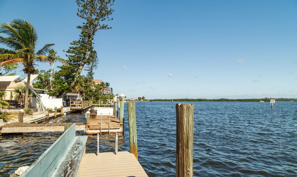 Private dock to access the water.  Rent a pole to catch dinner!