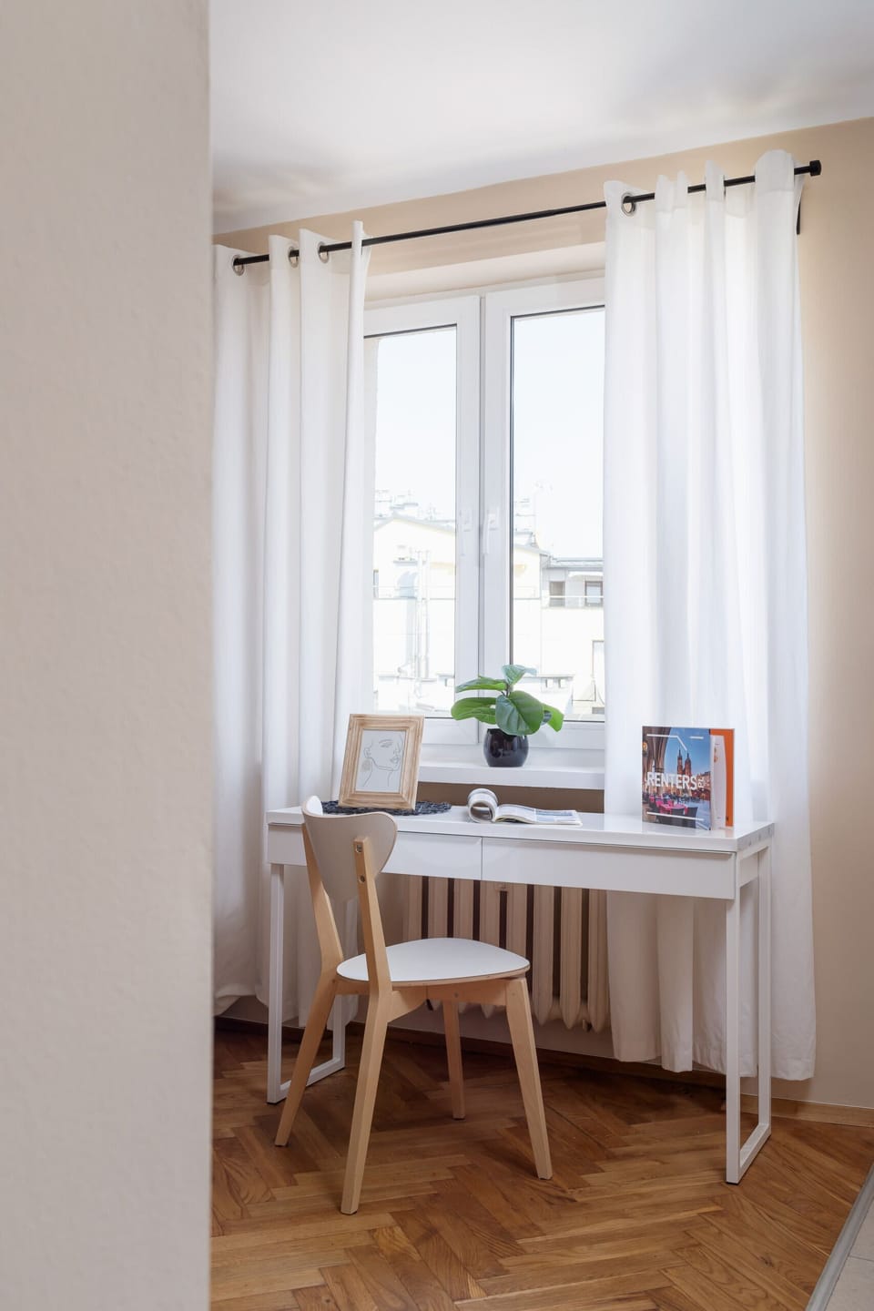 A desk perfect for remote work.
