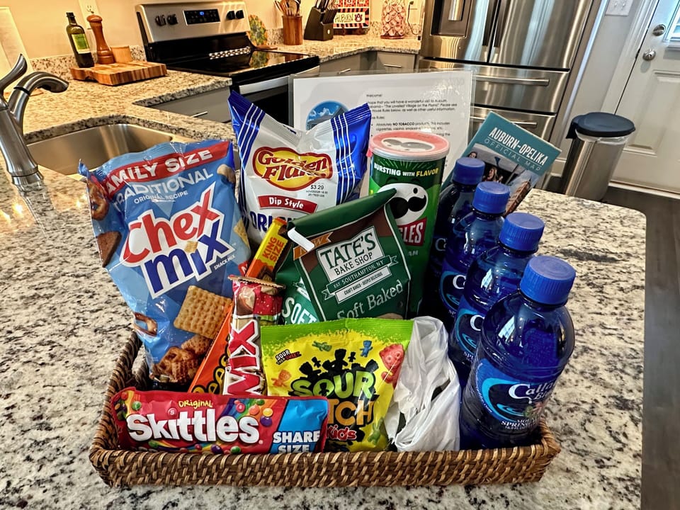 Welcome Basket with Water & Snacks