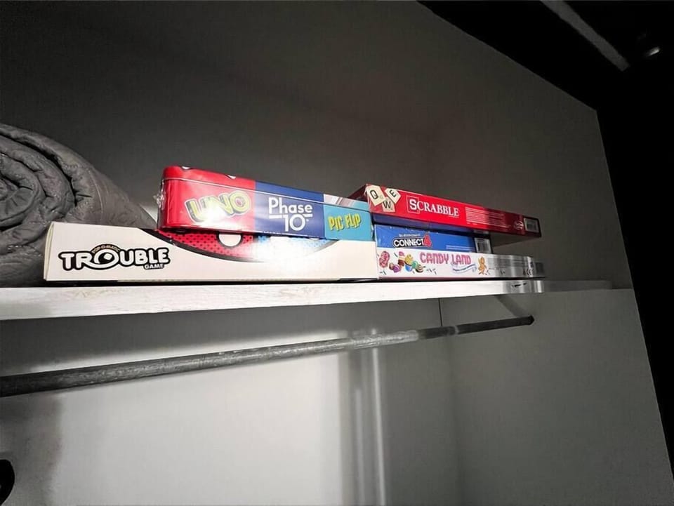 Several different board games provided for family fun!
