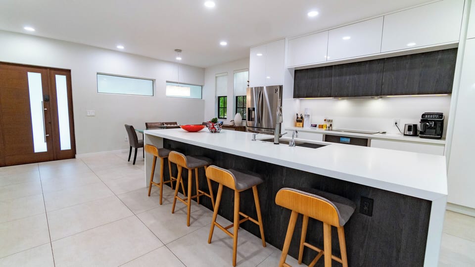 Oversized kitchen island with plenty of space for cooking or a casual meal