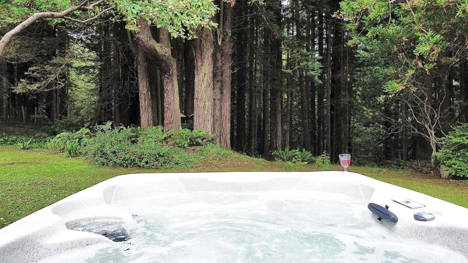 After a day of activities, unwind in the 4 person hot tub and enjoy the view!