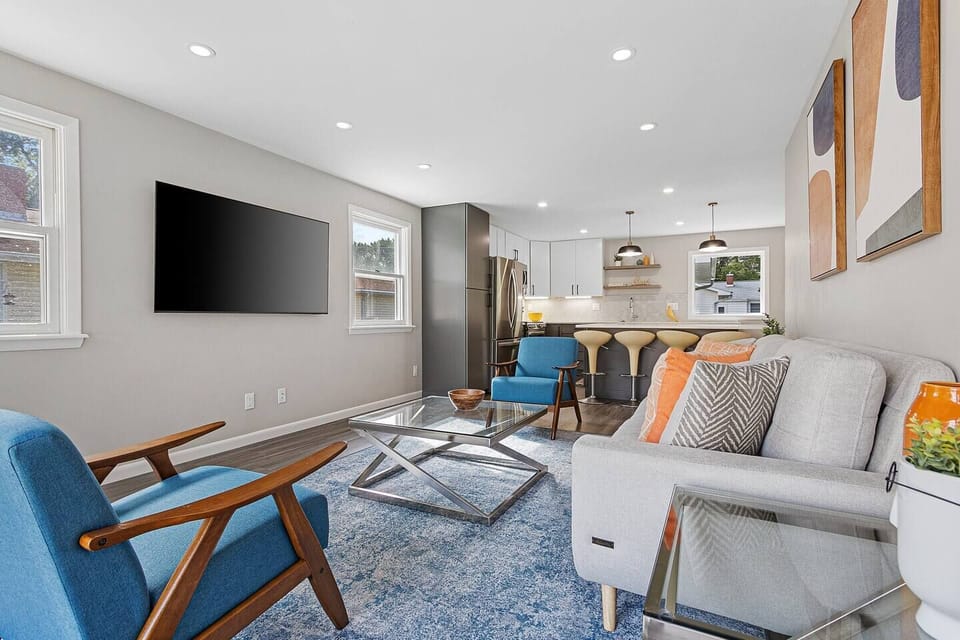 Spacious open concept kitchen and living room