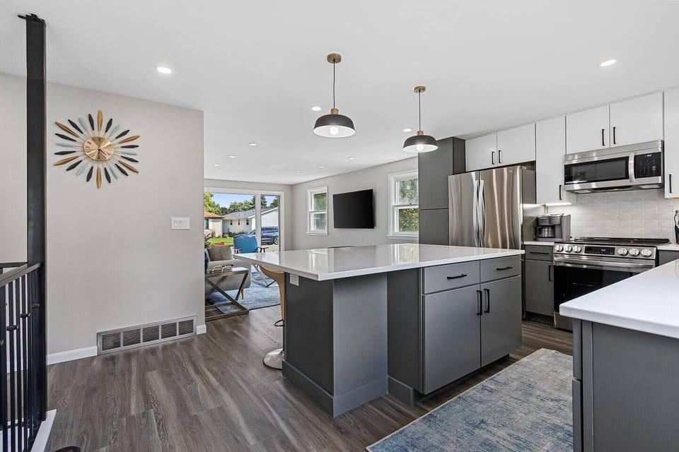 Spacious open concept kitchen and living room