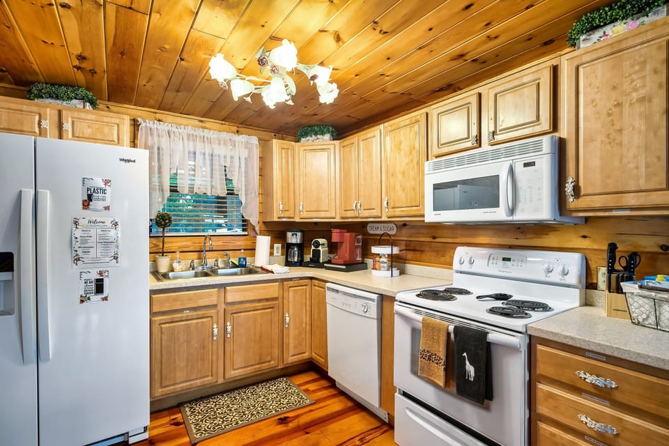 Gather around the table after a day of adventures—two dining areas for your group.