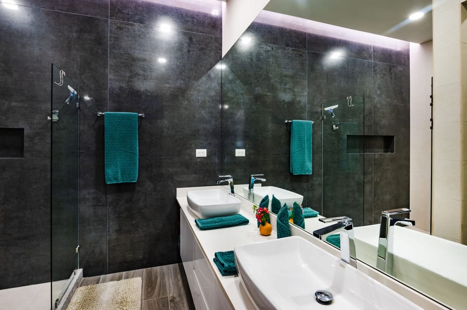 Master bedroom private bath with ex-large shower and his/her sinks