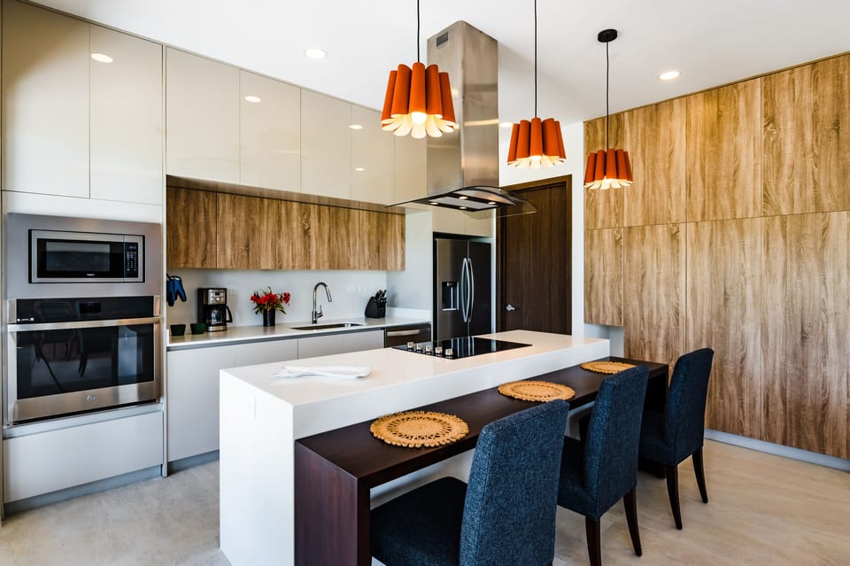 kitchen counter and cooking area