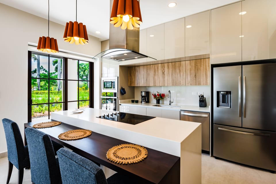 kitchen counter and cooking area
