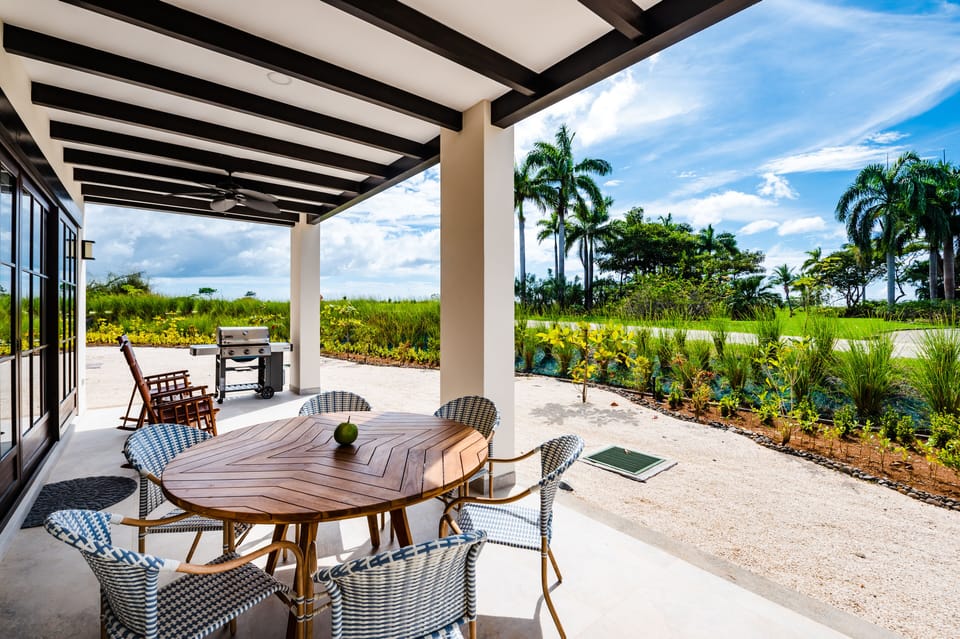 1st floor terrace facing ocean with BBQ area
