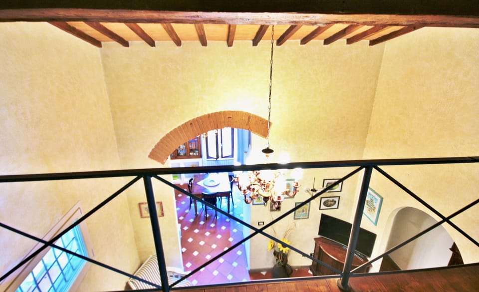 View on living room from the loft (where is the sofa-bed).