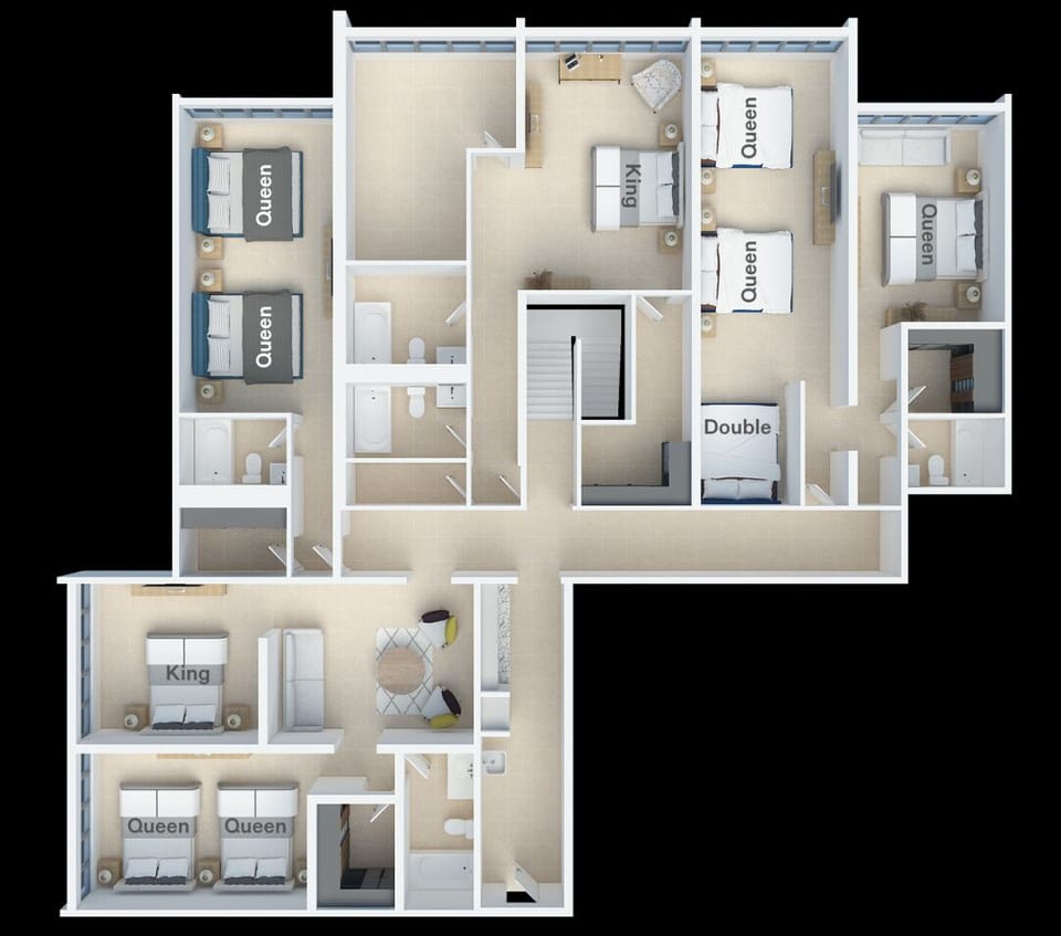 Layout of the second level of the Penthouse.