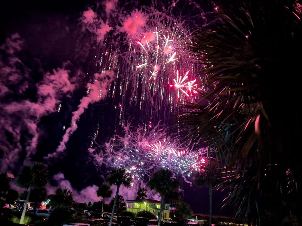 Watching the 4th of July fireworks from the private balcony