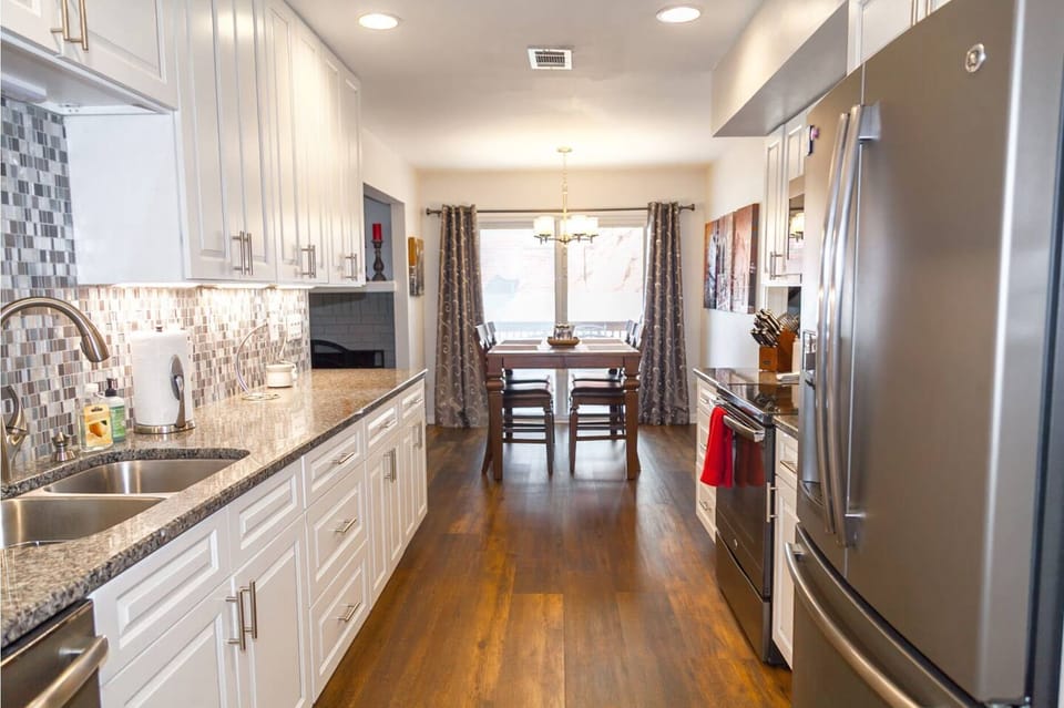 View through kitchen to dining room