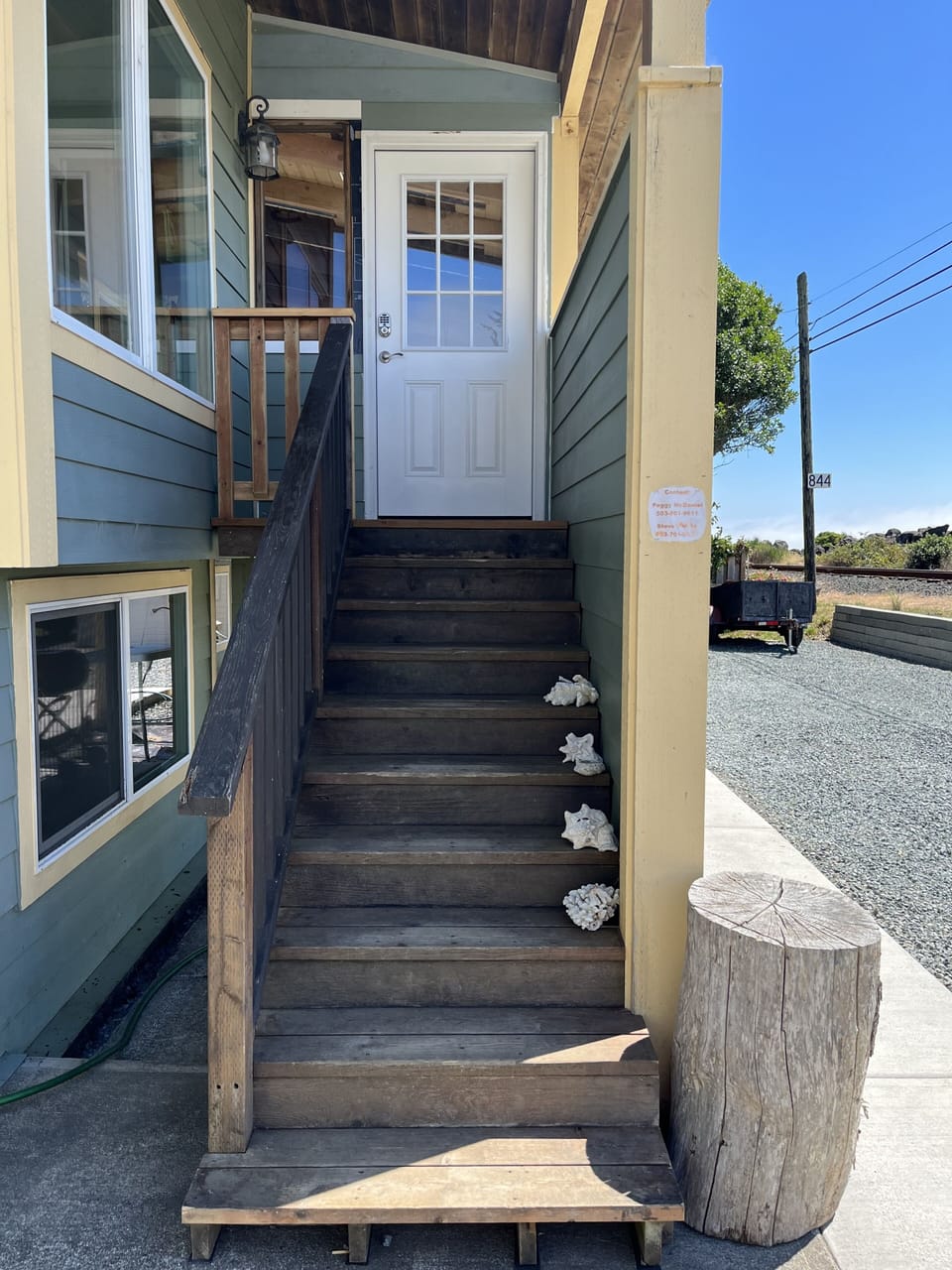 Main entrance up 10 stairs to sunroom