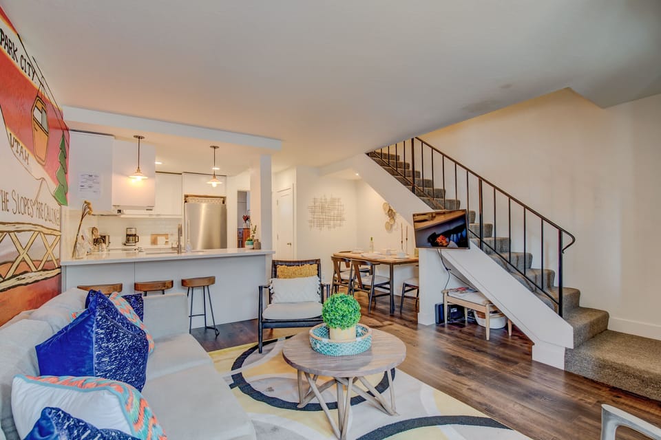 View of the living area and kitchen