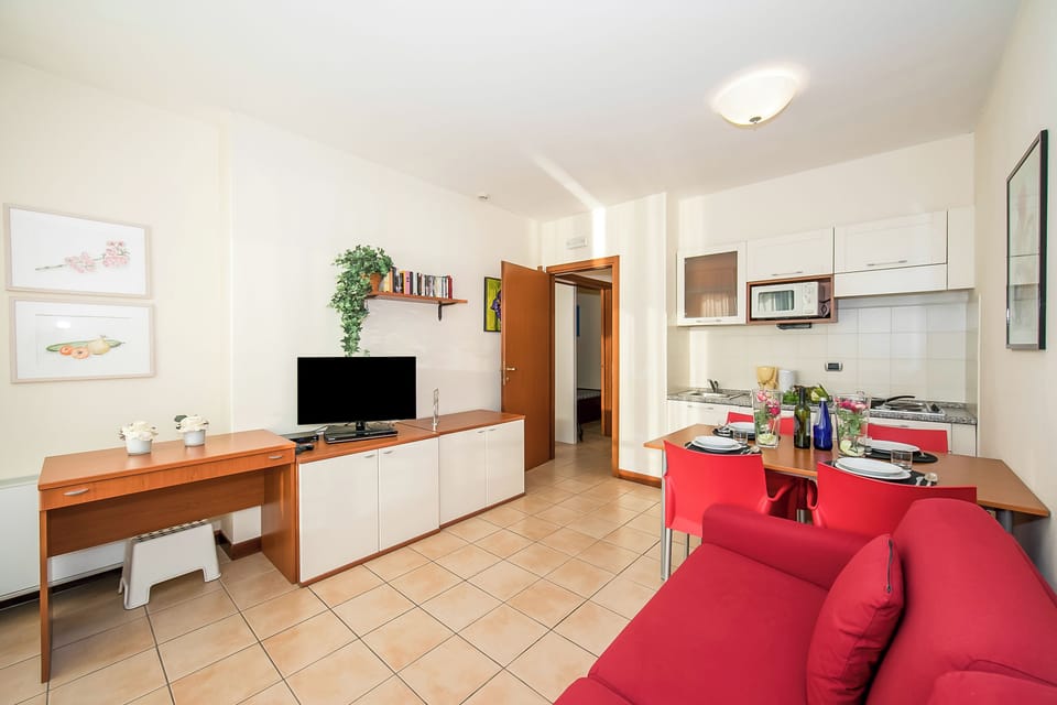 Living room with open plan kitchen