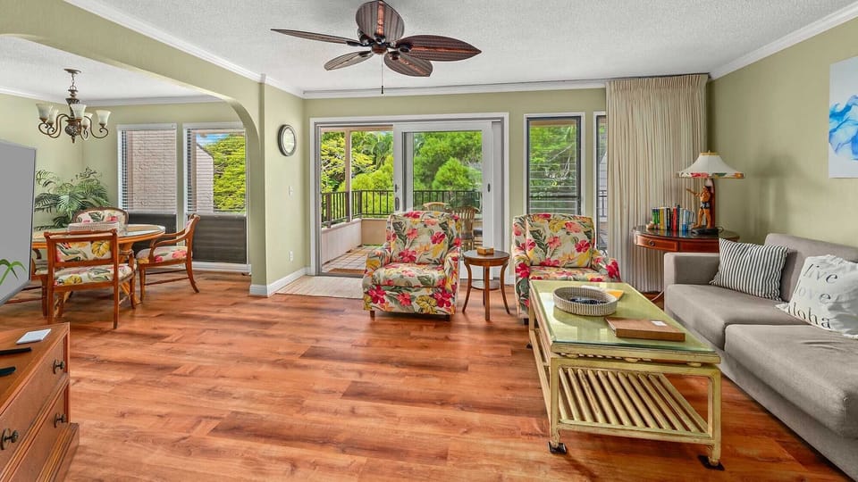 Kahala at Poipu Kai #822 - Living Room & Lanai View - Parrish Kauai