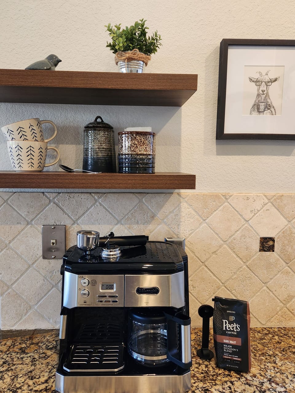 Enjoy drip coffee or espresso while waking up to a beautiful desert morning. 