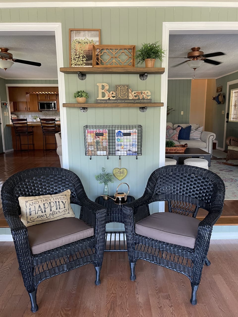 Drag these two chairs over to seat 6 at the dining table.
