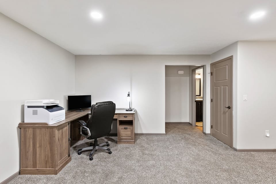 Office work space with printer/copier/scanner & monitor
