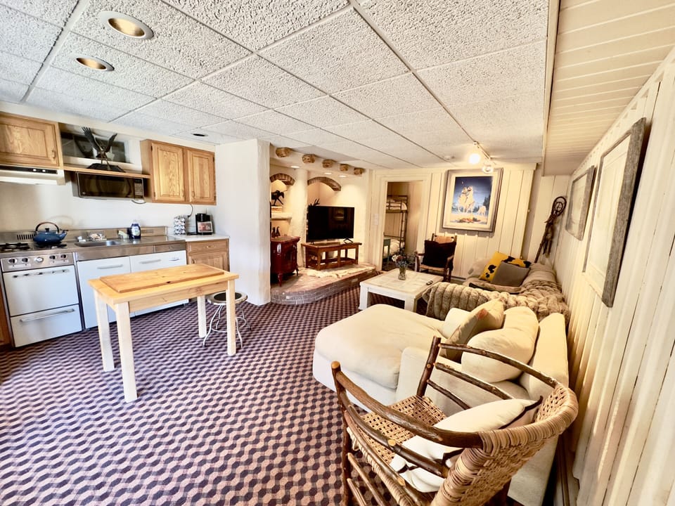 Main house first floor living room and kitchen.