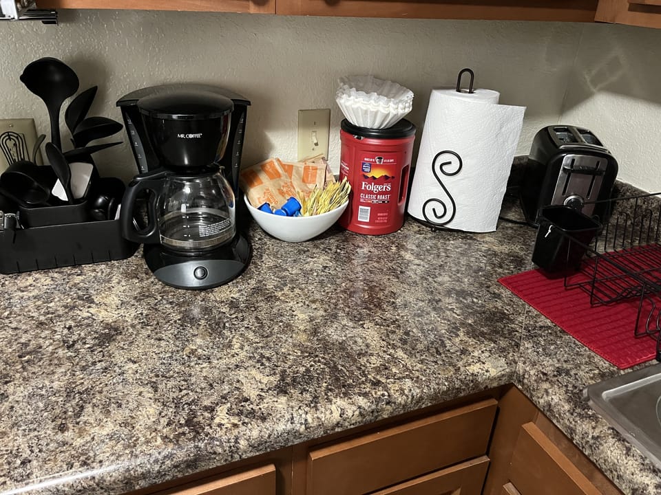Kitchen amenities.