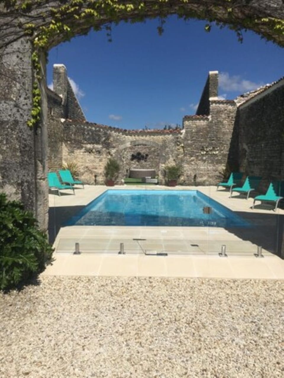 The 8m x 5m heated saltwater chlorinated pool is unique.