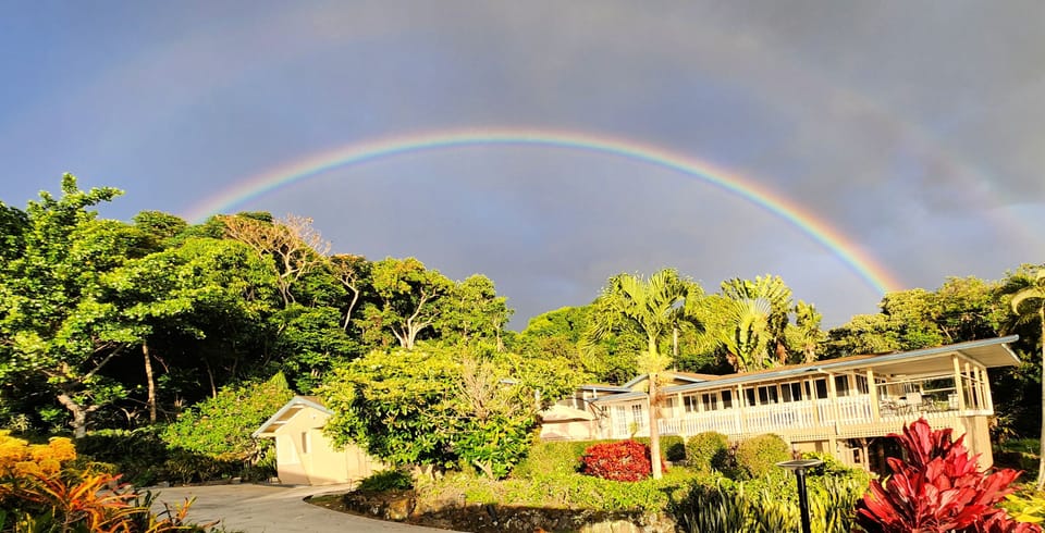 A double rainbow over Holualoa Hideaway.