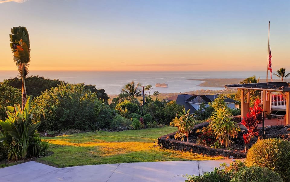 View of Kailua Kona Bay from lower patio.