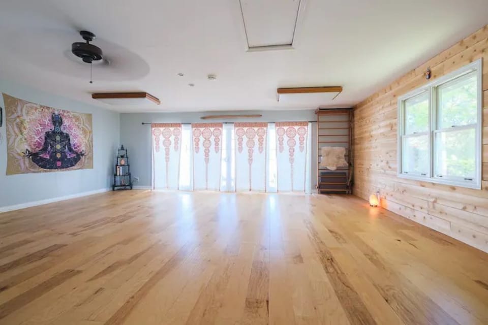 Air-conditioned yoga studio.