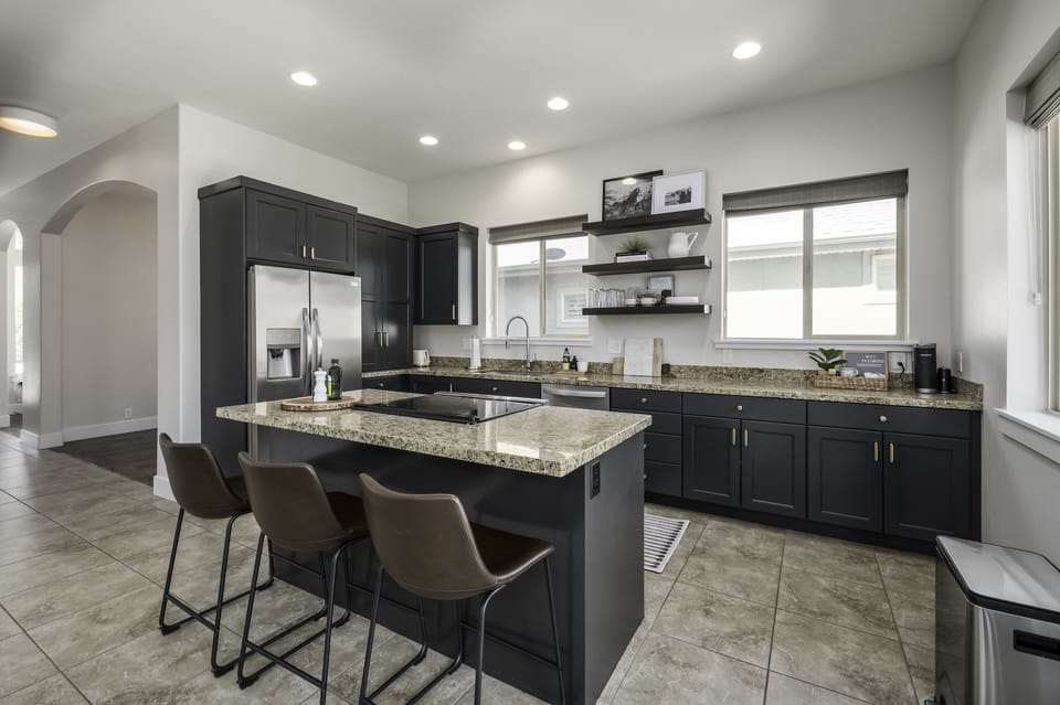 Spacious kitchen with island seating