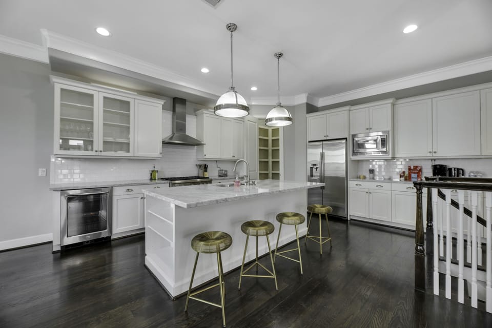 Large kitchen with island seating