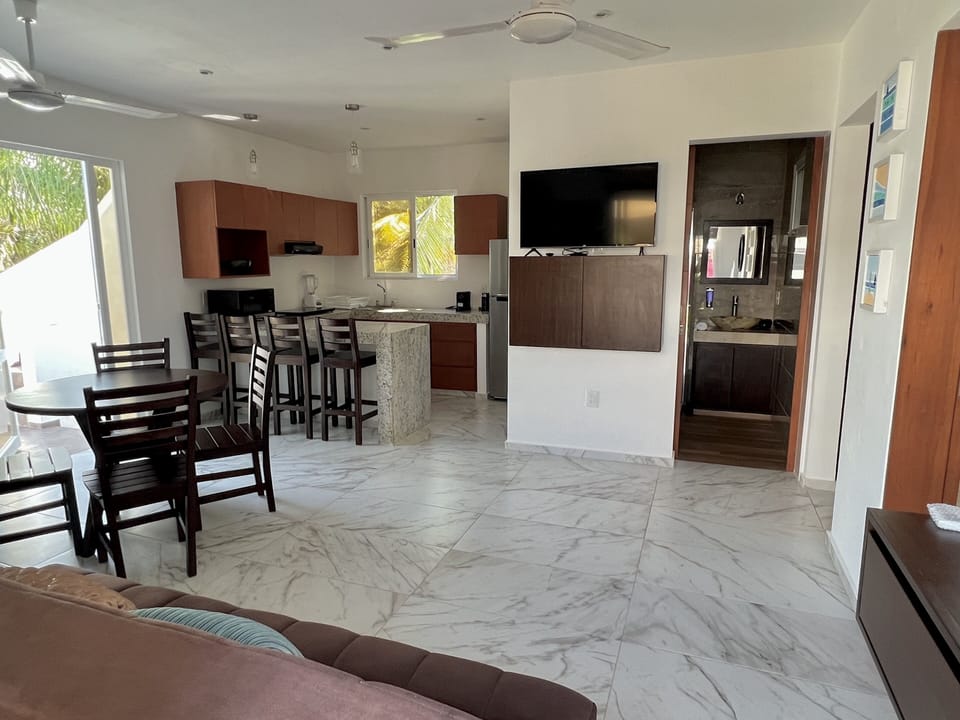 Living room and dining room