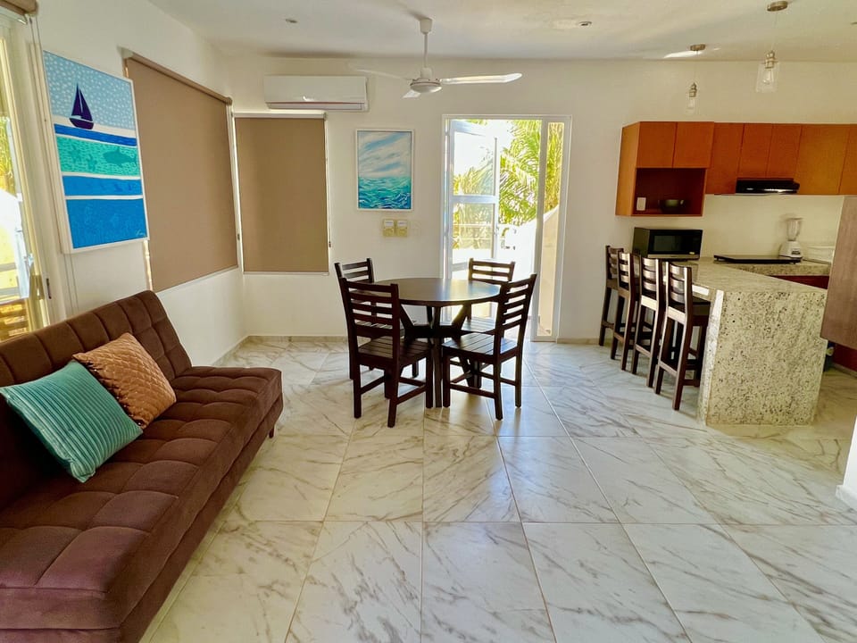 Living room and dining room
