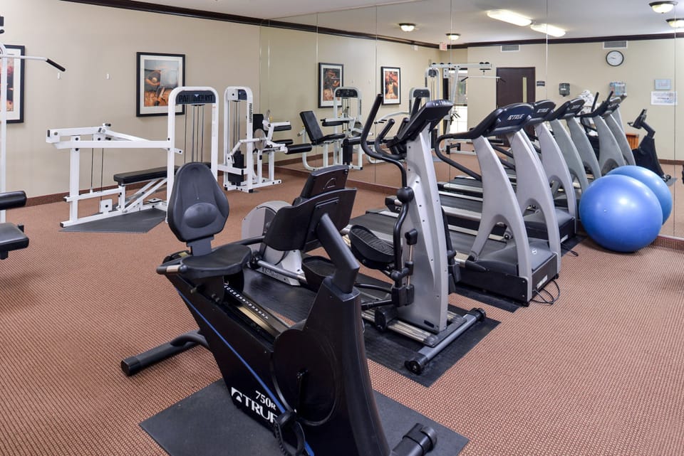 Gym with exercise machines and free weights