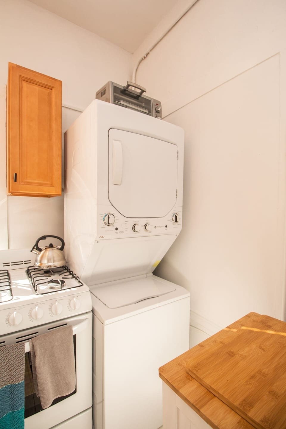 Washer dryer stack in Kitchen  