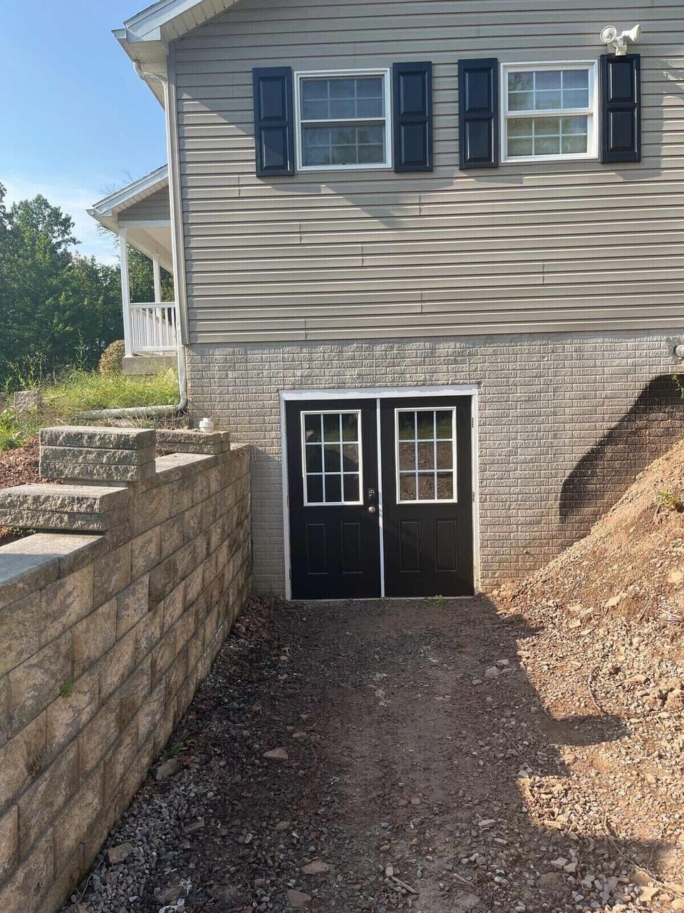 Outside private entrance to inside of home.