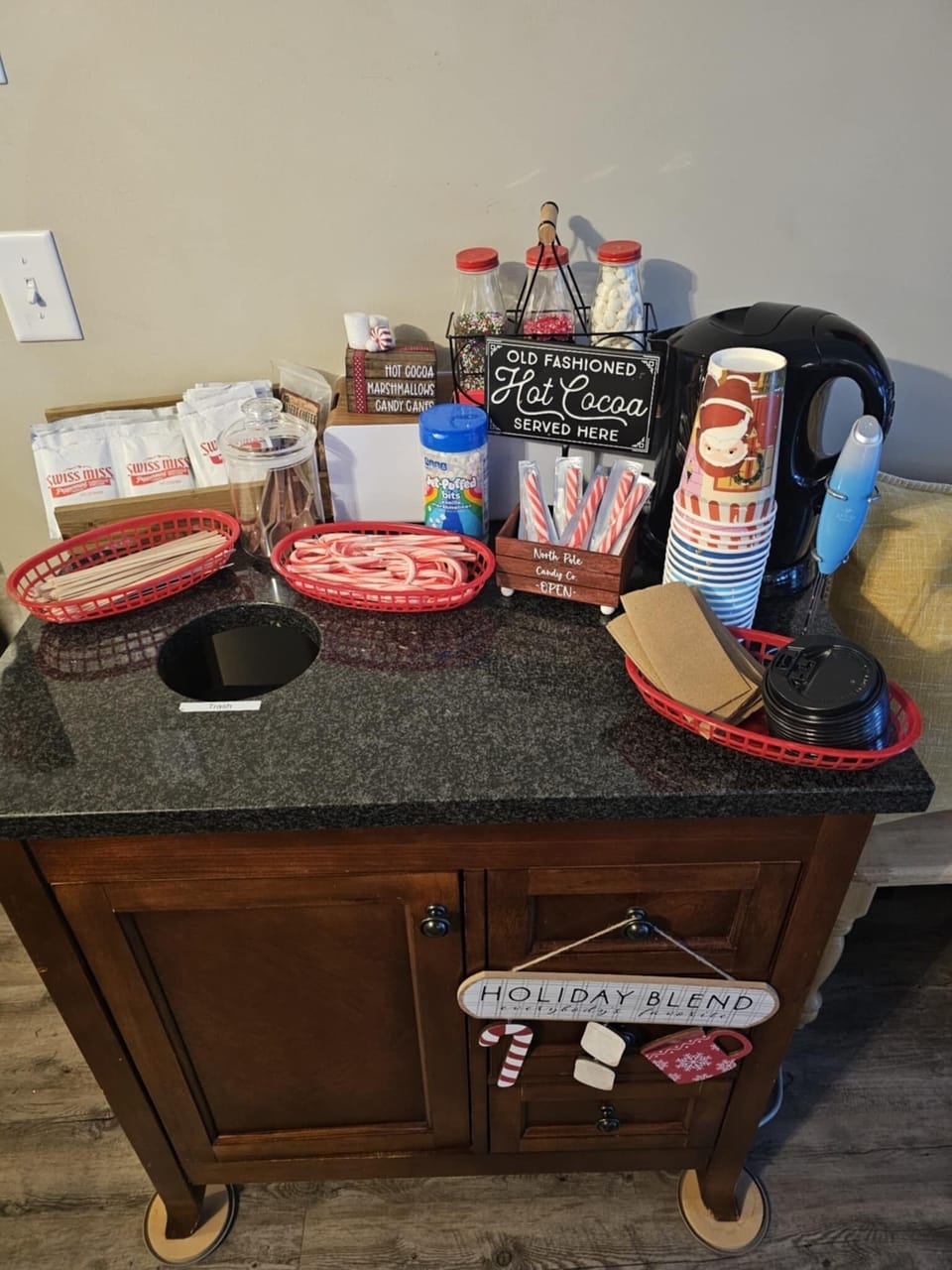Hot Cocoa bar for winter stays
