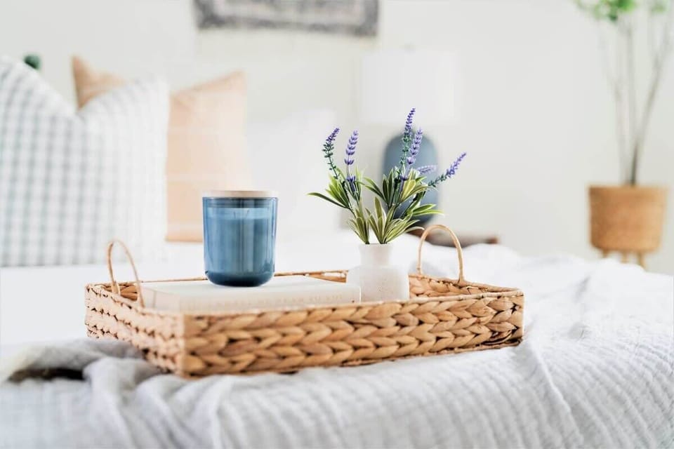 Your king size bed, beautifully decorated