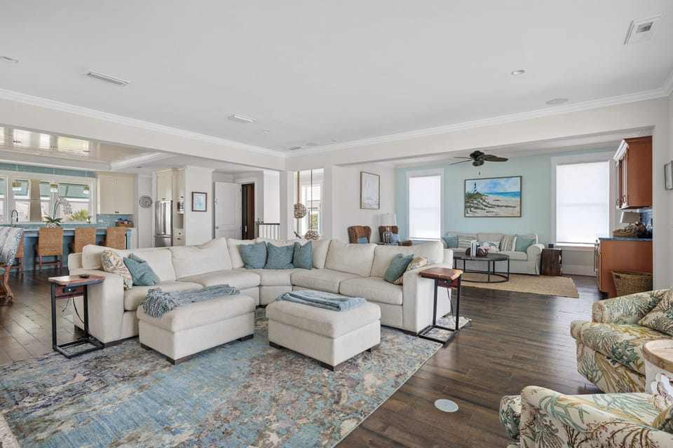 Living Room - Balcony Access, Fireplace, Sleeper Sofa + TV - Third Floor