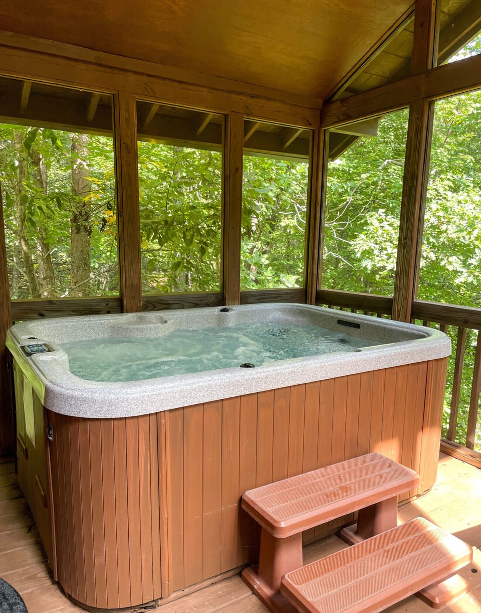 Screened in hot tub