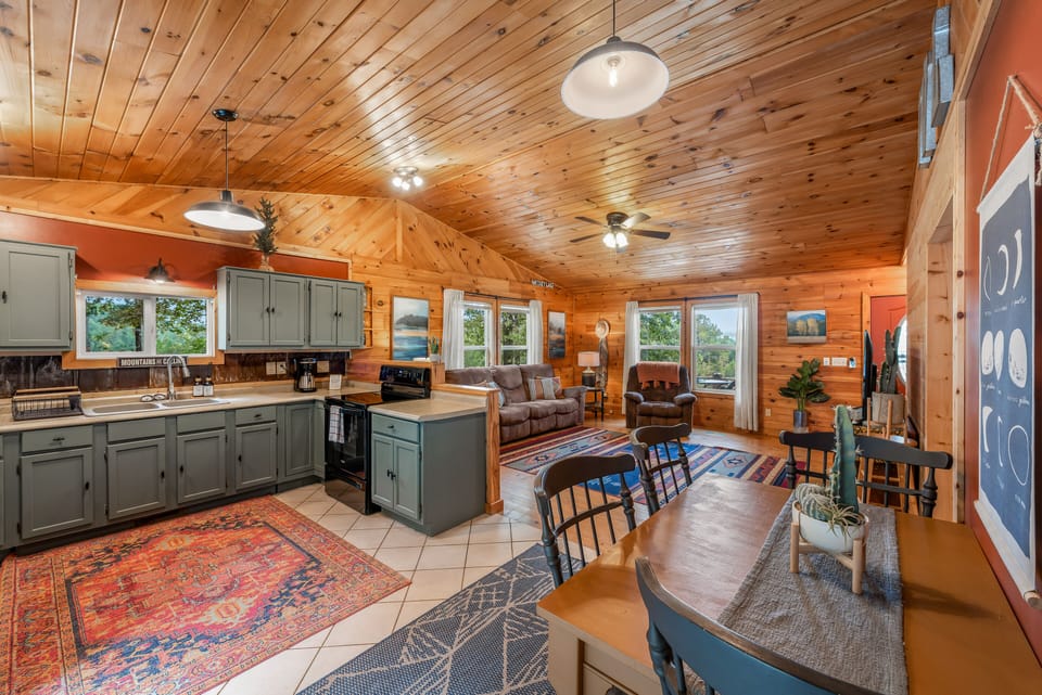 Our darling kitchen and four person dining space.