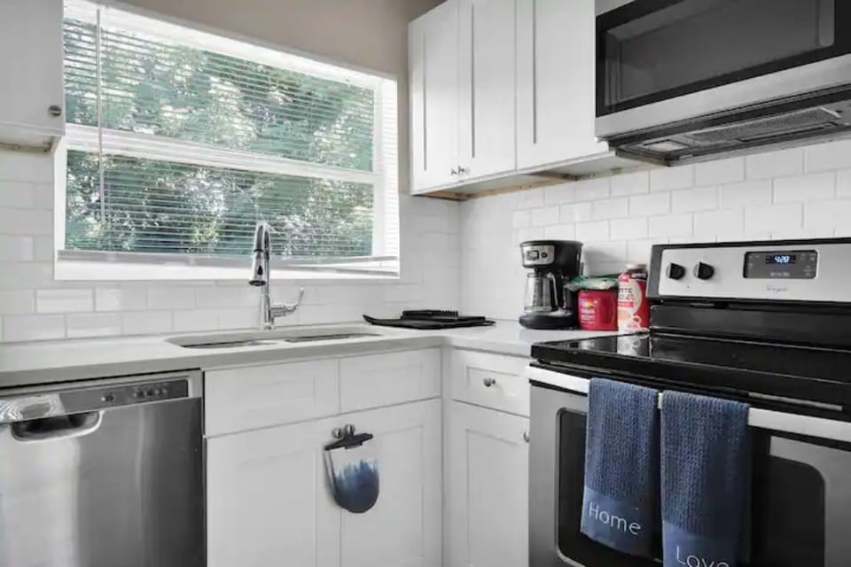 Stocked Kitchen
- Full size Refrigerator
- Dishwasher
- Stove
- Microwave