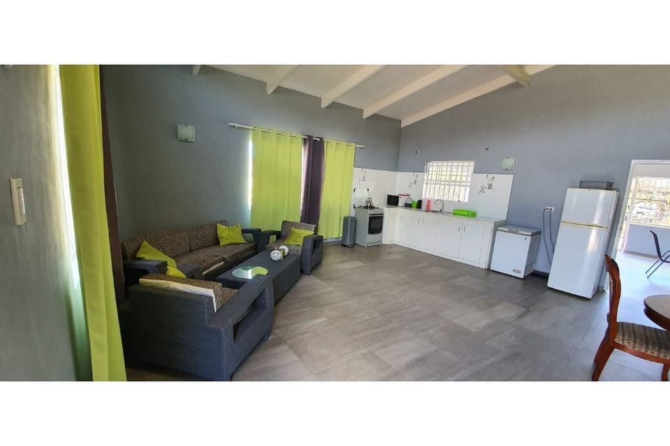living room and open kitchen