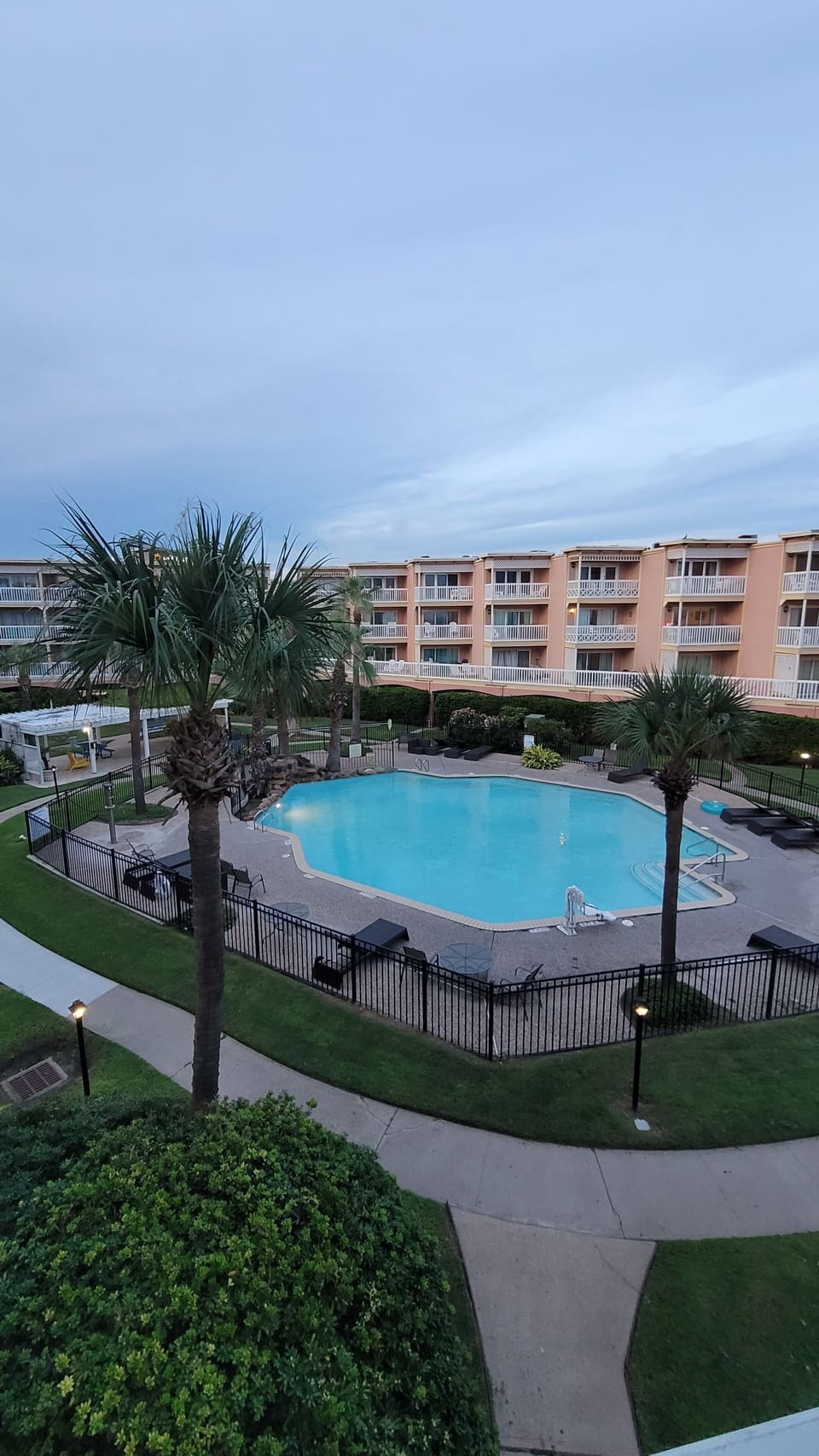 Beautiful view of pool from private balcony.