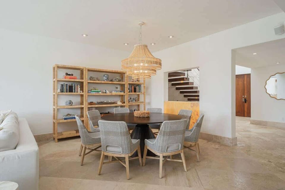 Open dining area and fully equipped kitchen