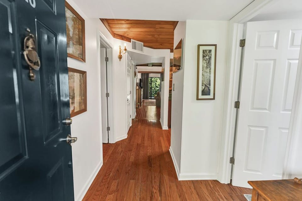 enter into welcoming wood accents throughout