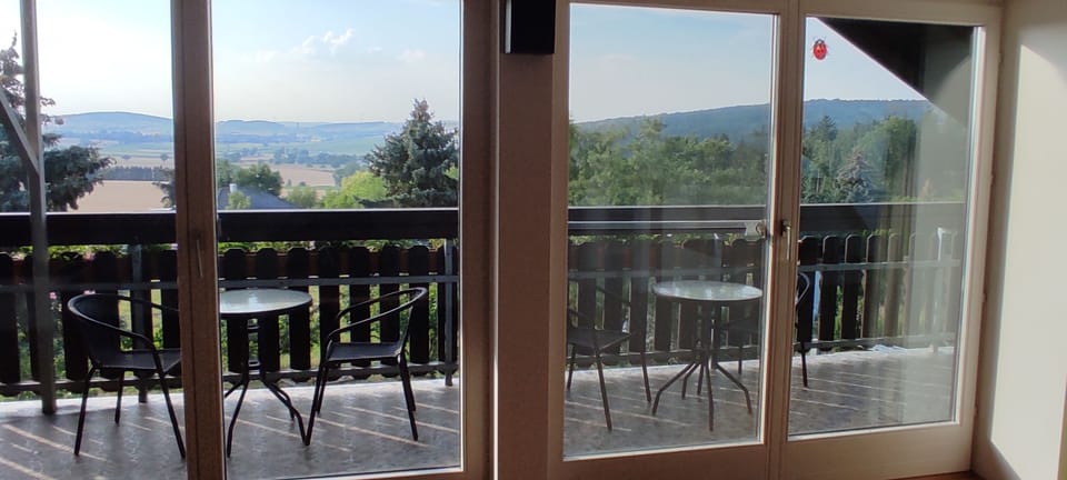 vom Wohnzimmer auf Balkon
