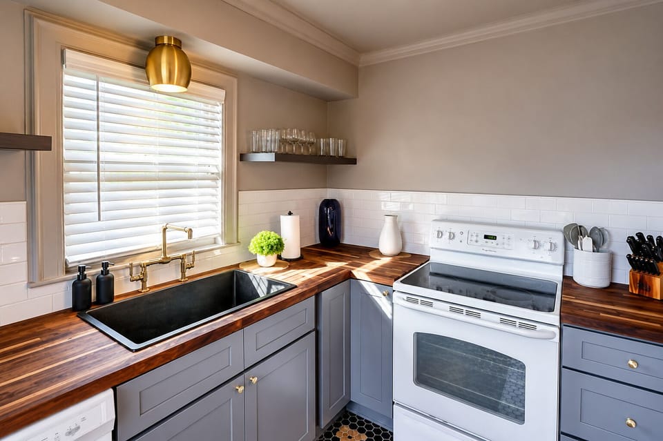 The kitchen is fully equipped with all the essentials and modern appliances, making it perfect for preparing meals with ease and convenience.