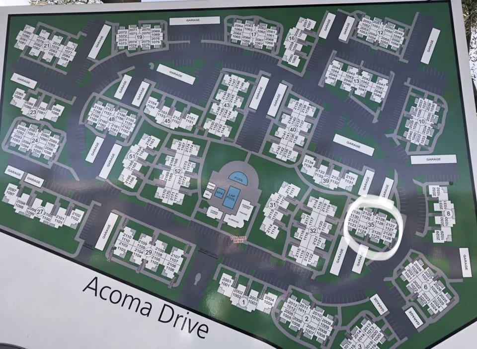 The white circle is us. Close to amenities but away from traffic.